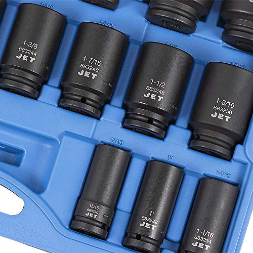 Jet 3/4-inch Drive, 21-Piece Regular SAE Professional Impact Socket Set, 6 Point, 610410 - Sockets and Tools Set - Proindustrialequipment