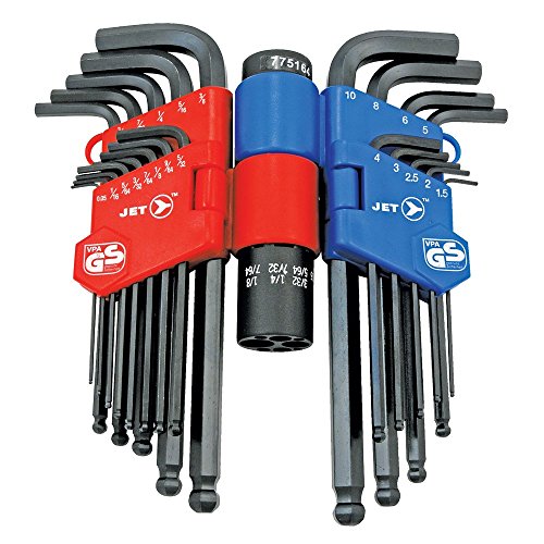 Jet 775164-22-Piece S.A.E./Metric Ball Nose Hex Key Set - Screw Drivers and Sets - Proindustrialequipment
