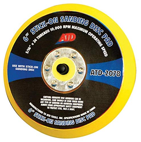 ATD 2078 Tools Stick-on Sanding Disc Pad, 6-Inch - Proindustrialequipment