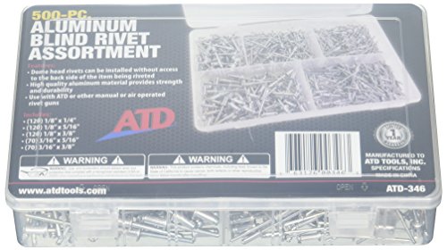 ATD Tools ATD-346 500 Pc. Aluminum Blind Rivet Assortment, 1 Pack - Proindustrialequipment