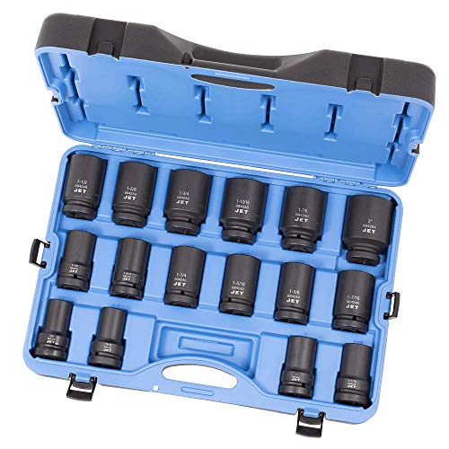 Jet 1-inch Drive, 16-Piece Deep SAE Professional Impact Socket Set, 6 Point, 610508 - Sockets and Tools Set - Proindustrialequipment