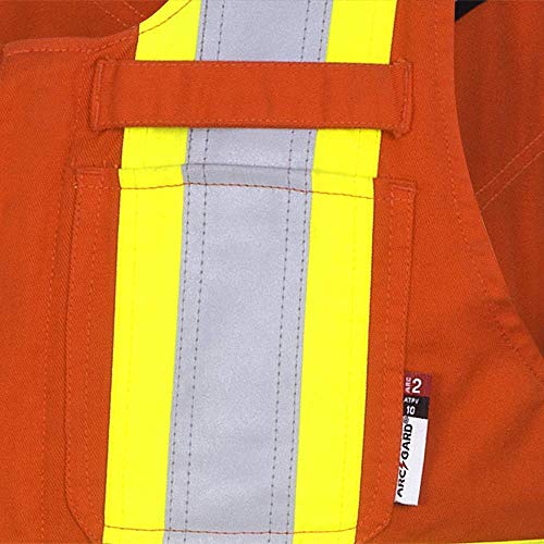 Pioneer FR 7-Pocket Overall Bib Work Pants, Premium Cotton & Nylon Blend, Reflective Stripes, Orange, M, V2540480-M - Clothing - Proindustrialequipment