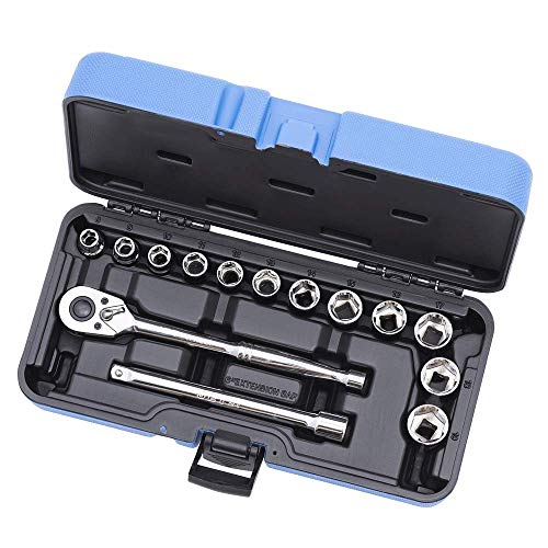 Jet 15-Piece 3/8-inch Drive Metric, 6 Point, Ratchet Wrench Chrome Socket Set, 600226 - Sockets and Tools Set - Proindustrialequipment