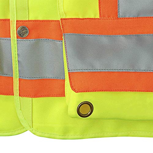 Pioneer Lightweight Durable Hi Vis Surveyor Safety Vest, Multi-Pocket, Snap Button, Yellow-Green, M, V1010140-M - Clothing - Proindustrialequipment