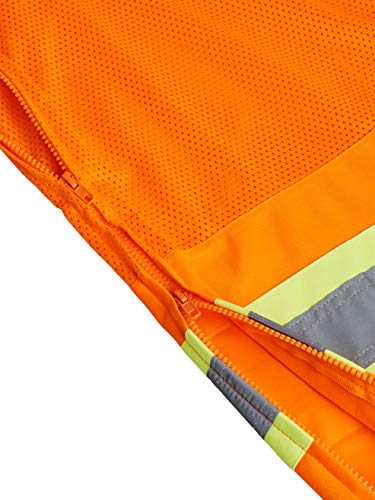 Pioneer Easy Boot Access 5 Pockets Work Pants, Adjustable Elastic Waist, Hi Vis and Reflective Stripe, Orange, L, V1070350-L - Clothing - Proindustrialequipment