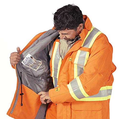 Pioneer V2560250-5XL Flame Resistant Quilted Cotton Safety Parka, Orange-5XL - Clothing - Proindustrialequipment