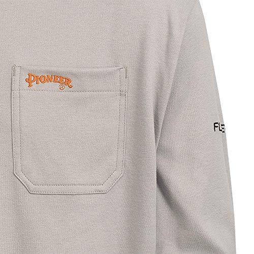 Pioneer Flame Resistant Cotton Long Sleeve Safety Work Shirt, Grey, M, V2580310-M - Clothing - Proindustrialequipment