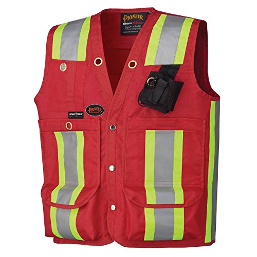 Pioneer Heavy-Duty Reflective Surveyor Safety Vest, 12 Pockets, Red, 3XL, V1010710-3XL - Clothing - Proindustrialequipment