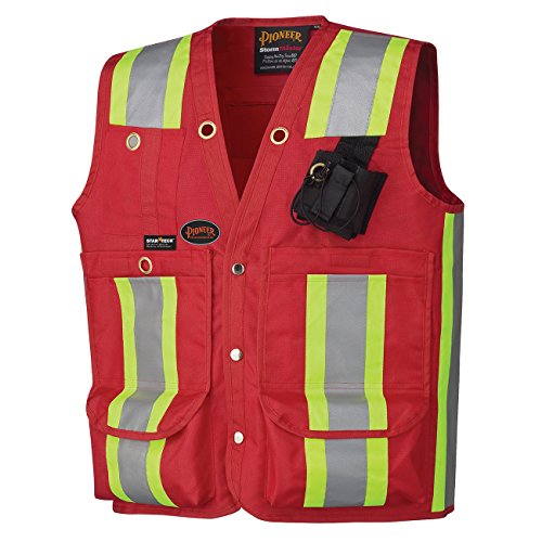 Pioneer Heavy-Duty Reflective Surveyor Safety Vest, 12 Pockets, Red, M, V1010710-M - Clothing - Proindustrialequipment