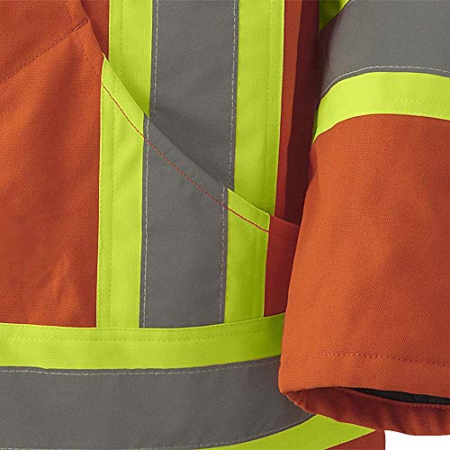 Pioneer V206035A Heavy-Duty High Visibility Quilted Safety Parka Jacket, Orange, 2XL - Clothing - Proindustrialequipment