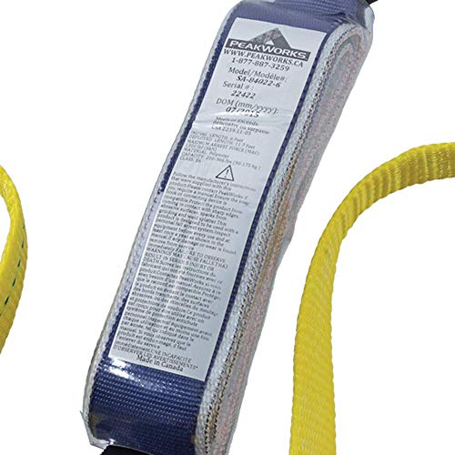 PeakWorks CSA 6' (1.8 m) Shock Pack - Snap & Form Hooks - Twin Leg 100% Tie Off - E6 Shock Absorbing Fall Arrest Lanyard Connector, 1" Webbing, V8104426 - Fall Protection - Proindustrialequipment