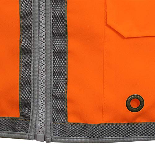 Pioneer High Visibility Surveyor Safety Vest, Mesh Back - Front Zipper, Orange, XL, V1010250-XL - Clothing - Proindustrialequipment