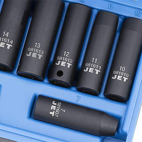 Jet 3/8-inch Drive, 13-Piece Deep Metric Professional Impact Socket Set, 6 Point, 610218 - Sockets and Tools Set - Proindustrialequipment