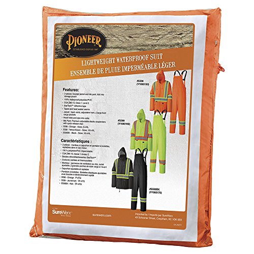 Pioneer V1080150-S Waterproof Lightweight Jacket and Pants Combo, Rainsuit, Orange, S - Clothing - Proindustrialequipment