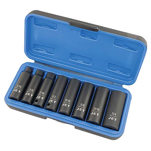 Jet 3/8-inch Drive, 8-Piece Deep SAE Professional Impact Socket Set, 6 Point, 610203 - Sockets and Tools Set - Proindustrialequipment