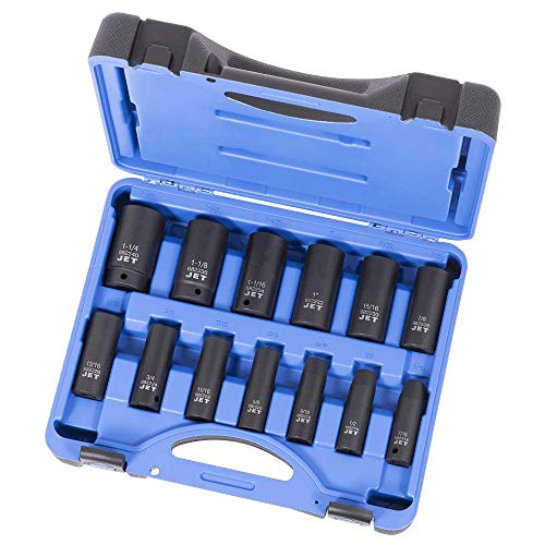 Jet 1/2-inch Drive, 13-Piece Deep SAE Professional Impact Socket Set, 6 Point, 610323 - Sockets and Tools Set - Proindustrialequipment