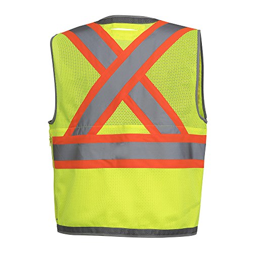 Pioneer High Visibility Surveyor Safety Vest, Mesh Back - Front Zipper, Yellow-Green, 2XL, V1010260-2XL - Clothing - Proindustrialequipment