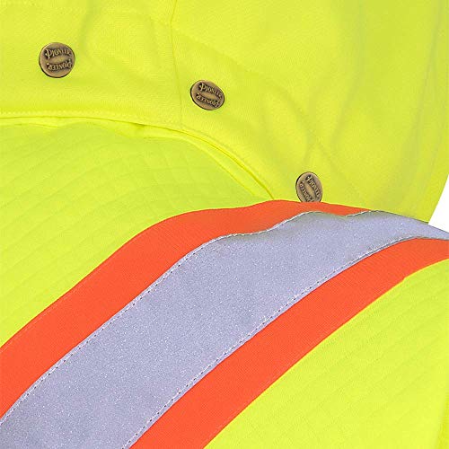 Pioneer Front Zipper Diamond Jacquard High Visibility Safety Hoodies, Comfortable Cotton Inner Layer and Radio Clip Strap, Yellow/Green, 2XL, V1060760-2XL - Clothing - Proindustrialequipment