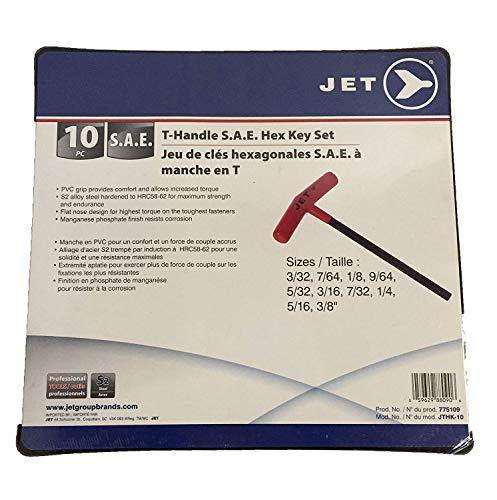 Jet 775109-10-Piece S.A.E T Handle Hex Key Set - Screw Drivers and Sets - Proindustrialequipment