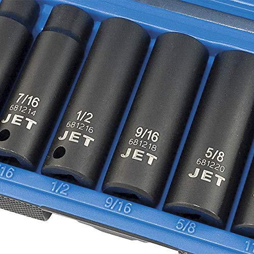 Jet 3/8-inch Drive, 8-Piece Deep SAE Professional Impact Socket Set, 6 Point, 610203 - Sockets and Tools Set - Proindustrialequipment