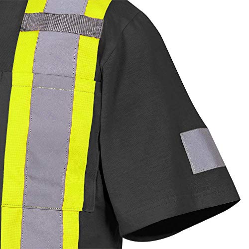 Pioneer 100% Cotton Reflective Safety T-Shirt, Black, 2XL, V1050570-2XL - Clothing - Proindustrialequipment