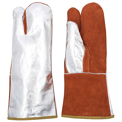 Pioneer V5240430-O/S High Heat Aluminized/Leather Mitt, Red Universal - Clothing - Proindustrialequipment