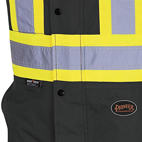 Pioneer V1120870-M Insulated Waterproof Work Overall - Easy Boot Access, Hi-Vis Bib Pants, Men, Black, M - Clothing - Proindustrialequipment