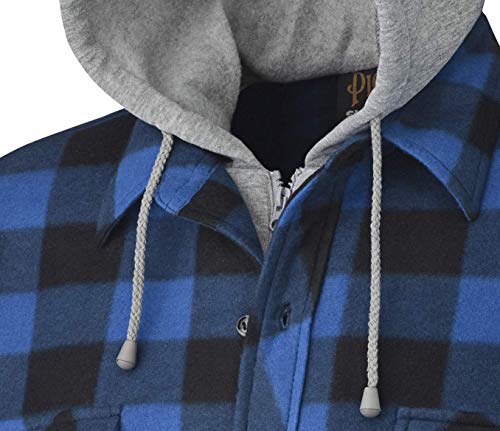 Pioneer V3080396-3XL Polar Fleece Work Shirt - Quilted Hooded, Blue-Grey Plaid, 3XL - Clothing - Proindustrialequipment