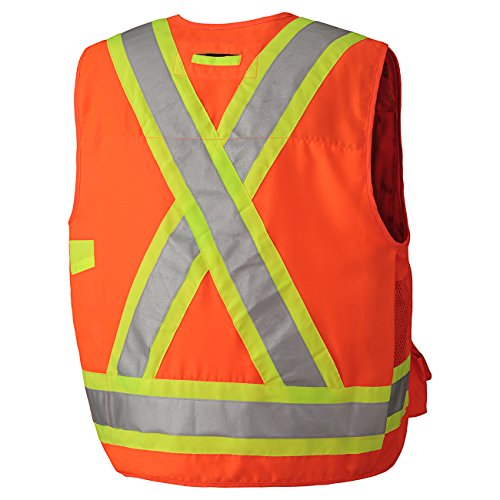 Pioneer Lightweight Durable Hi Vis Surveyor Safety Vest, Multi-Pocket, Snap Button, Orange, M, V1010150-M - Clothing - Proindustrialequipment