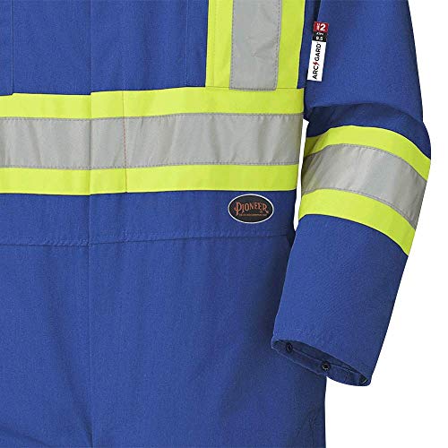 Pioneer CSA Action Back Flame Resistant ARC 2 Work Coverall, Hi Vis 100% Cotton, Elastic Waist, Royal Blue, 50, V2520210-50 - Clothing - Proindustrialequipment