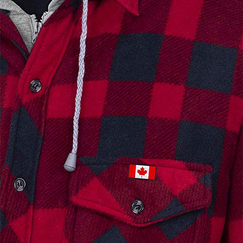 Pioneer V3080397-S Quilted Hooded Polar Fleece Shirt, Red-Black Plaid, S - Clothing - Proindustrialequipment