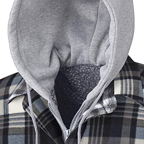 Pioneer V3080396-2XL Polar Fleece Work Shirt - Quilted Hooded, Blue-Grey Plaid, 2XL - Clothing - Proindustrialequipment