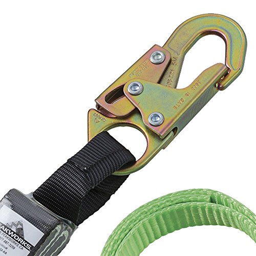 PeakWorks Adjustable 6' (1.8 m) Shock Pack - Snap & Form Hooks - Single Leg - E4 Shock Absorbing Fall Arrest Lanyard Connector, 1" Webbing, V8104126A - Fall Protection - Proindustrialequipment