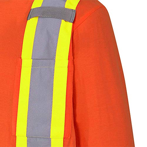 Pioneer 100% Cotton High Visibility Long Sleeve Shirt, Startech Reflective Tape, Orange, L, V1050850-L - Clothing - Proindustrialequipment