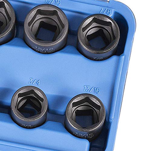 Jet 1/2-inch Drive, 13-Piece Deep SAE Professional Impact Socket Set, 6 Point, 610321 - Sockets and Tools Set - Proindustrialequipment