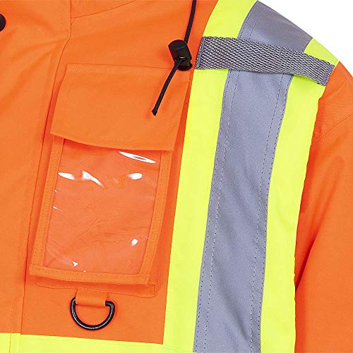Pioneer V1150250-S Winter Quilted Safety Bomber Jacket-Waterproof, Orange, S - Clothing - Proindustrialequipment