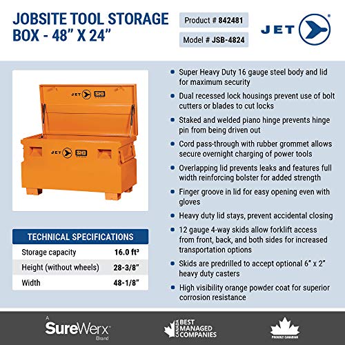 Jet 842481-48-Inch X 24-Inch Jobsite Tool Storage Box-Super Heavy Duty - Organization - Proindustrialequipment