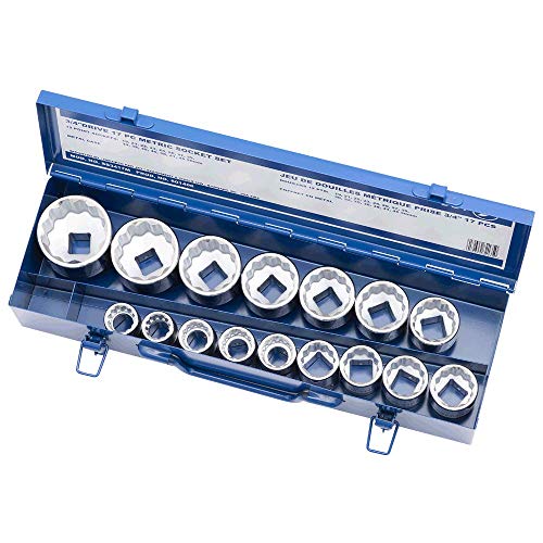 Jet 17-Piece 3/4-inch Drive Metric, Regular, 12 Point, Chrome Socket Set, 601406 - Sockets and Tools Set - Proindustrialequipment