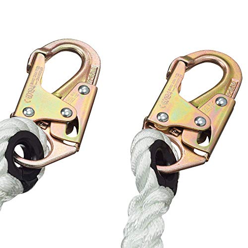 PeakWorks 4' (1.2 m) - 2 Snap Hooks - Fall Arrest Restraint Lanyard Connector, 5/8" (16 mm) Rope, V8151004 - Fall Protection - Proindustrialequipment