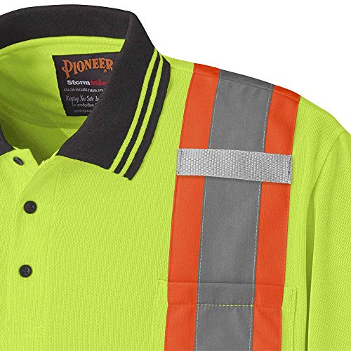 Pioneer Soft Moisture-Wicking High Visibility Safety Polo Shirt, Premium Birdseye, Yellow/Green, M, V1051360-M - Clothing - Proindustrialequipment