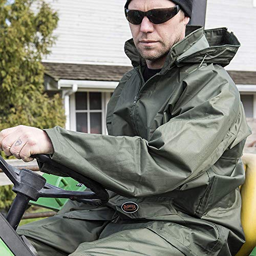 Pioneer V3040340-L Tree Planter Heavy-Duty Rain Jacket, 2 Large Cargo Pockets, Green, L - Clothing - Proindustrialequipment