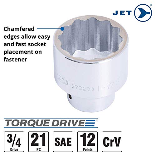 Jet 21-Piece 3/4-inch Drive SAE, 12 Point, Ratchet Wrench Chrome Socket Set, 600406 - Sockets and Tools Set - Proindustrialequipment