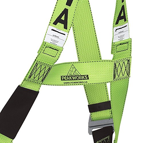 PeakWorks CSA Fall Arrest Kit - 6' POY Shock Absorbing Lanyard With 2 Double Locking Snap hooks And 5-Point Adjustable Safety Harness , V8253076 - Fall Protection - Proindustrialequipment