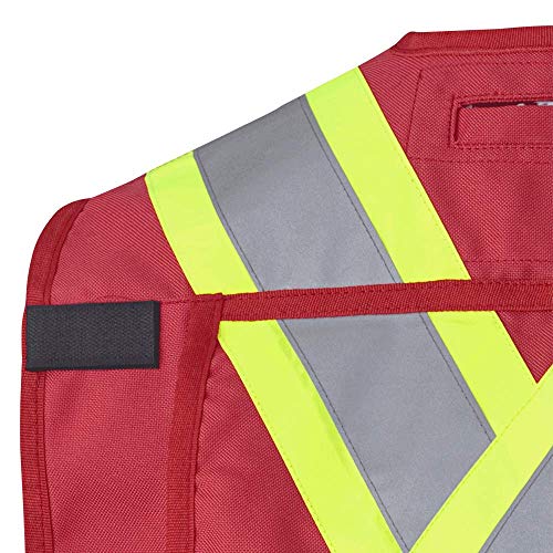 Pioneer CSA Heavy-Duty Reflective Surveyor Work Safety Vest, Radio Pocket and Pen Slots, Red, L, V1010510-L - Clothing - Proindustrialequipment