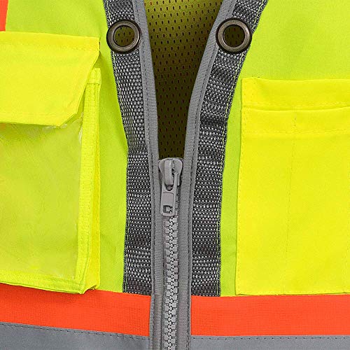 Pioneer High Visibility Surveyor Safety Vest, Mesh Back - Front Zipper, Yellow-Green, 2XL, V1010260-2XL - Clothing - Proindustrialequipment