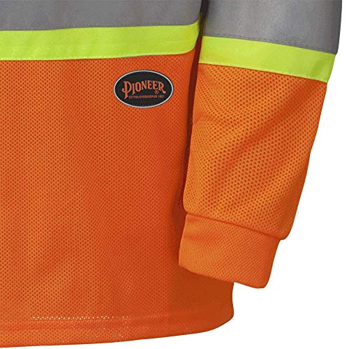 Pioneer Construction Quick-Dry Mesh High Visibility Work Safety Long Sleeve Shirt, Orange, M, V1050950-M - Clothing - Proindustrialequipment