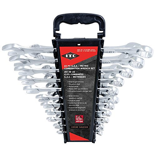 ITC Professional 22-Piece S.A.E./Metric Combination Wrench Set, 20217 - Wrenches - Proindustrialequipment