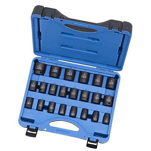 Jet 1/2-inch Drive, 22-Piece Regular Metric Professional Impact Socket Set, 6 Point, 610338 - Sockets and Tools Set - Proindustrialequipment