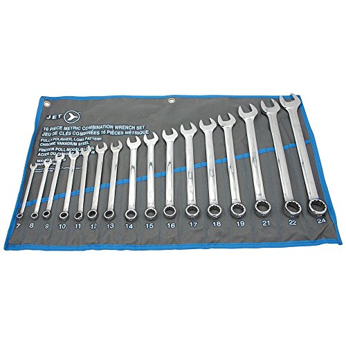 Jet 16-Piece Long Metric Fully Polished Combination Wrench Set, 700185 - Wrenches - Proindustrialequipment