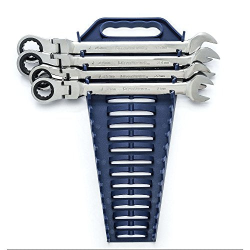 GearWrench 9903 Jeu complet de clés à cliquet à tête flexible métrique, 4 pièces, taille unique, chromé